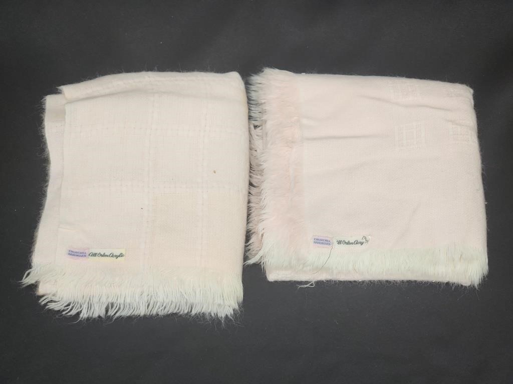 PAIR OF VINTAGE CHURCHILL HANDWOVEN BABY BLANKETS