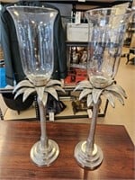 Metal Candle Sticks with Hurricane Glass