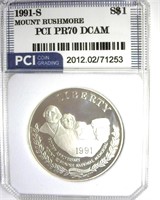 1991-S S$1 Mt Rushmore PR70 DCAM LISTS $140