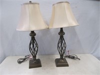 2 BRONZE TONE TABLE LAMPS
