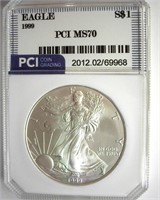 1999 Silver Eagle MS70 LISTS FOR $16000