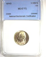 1974-D Nickel MS67 FS LISTS $1750