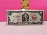 1963 A Red Star Note 2$ Bill Perfect Shape