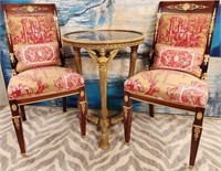 11 - PAIR OF VINTAGE CHAIRS & SIDE TABLE
