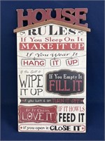 Wood 3D House Rules Sign Wall Plaque 24” x 13