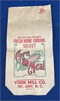 York Mill Co, Mt. Airy, NC, Corn Meal bag, 10 lbs