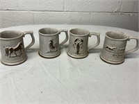 4- earthenware coffee/tea mugs