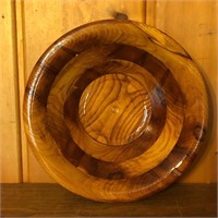 Artist Signed Segmented Sycamore Wood Serving Bowl