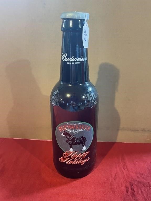 Tall Glass Budweiser Happy Holidays Bottle