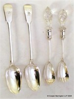 A Pair of Victorian Silver Plated Basting Spoons +
