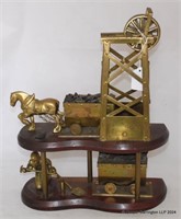 Vintage Heavy Two Tier Brass Coal Mining Group