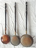 Three Antique Copper Bed Warming Pans