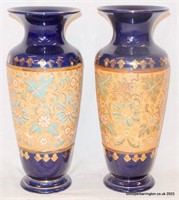 Signed Large Pair of Doulton Slater Vases.