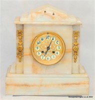 A Late French19th Century White Onyx Mantel Clock.