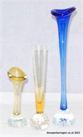 Vintage SEDA Sweden Amber /Blue Glass Vases