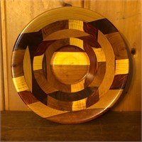 Artist Signed Segmented Wood Serving Bowl