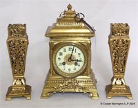 Antique French Louis XV Style Mantel Clock Set.