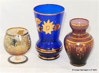 Murano Art Glass Vases with Gold Decoration