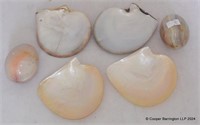 Two Onyx Eggs/ Three Polished Oyster Shells
