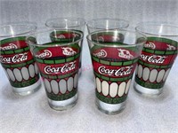 (6) Coca-Cola glasses (green-red)