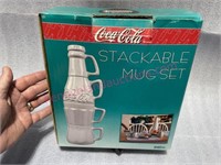 1996 Coca-Cola stackable mug set in box