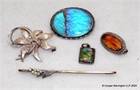 Vintage Collection of Three Silver Brooches Etc,