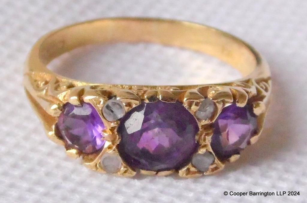 Antique18ct  Gold Diamond/ Amethyst Dress Ring
