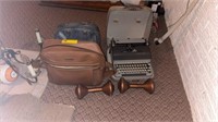 TYPEWRITER, EXERCISE WEIGHTS AND 2 BOWLING BALLS