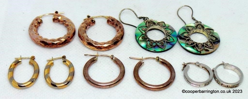 Italian Silver Collection of Four Pairs Earrings
