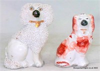 Two Victorian Staffordshire Miniature Dogs