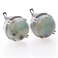 16 mm Round Aquaprase Cable Latchback Earrings