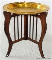 Antique Large Indian Brass Top Tray Table