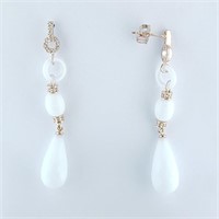 White Faceted Briolette Fashion Dangle Earrings
