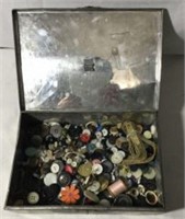 Button Collection in metal box