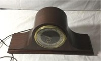 Vintage Wood Mantle Clock with Brass trim