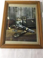 Framed Antique Pistol Lithograph