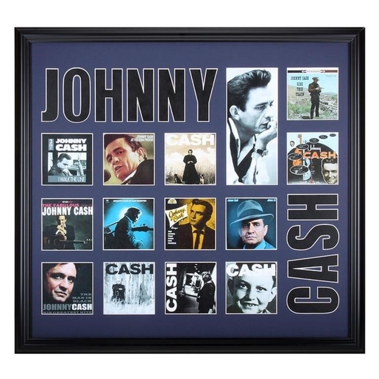 Johnny Cash Album Record Collage 20x24 Framed