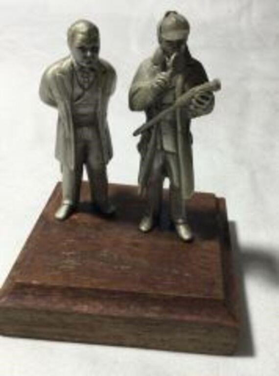 Sherlock Holmes and Watson Pewter Figures on Base