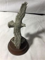 Soaring Eagle Sculpture, Pewter On Wood Base