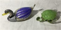 Art Glass Duck & Turtle