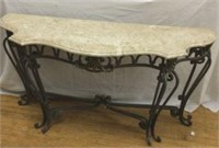 Wrought Iron Consol Table w/ White Marble Top