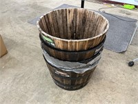Wood Barrel Planter Set