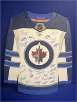 Wooden Wpg Jets Away Jersey Signed by  Team