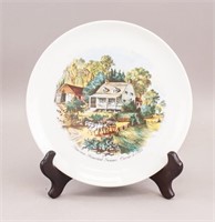 White Porcelain Plate Currier and Ives