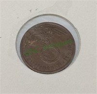 Coin, 1939 German Pfennig coin. 1733