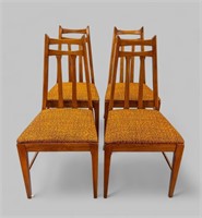 (4) MID CENTURY UPHOLSTERED ASH DINING CHAIRS
