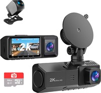 ($119) 3 Channel Dash Cam Front and Rear Inside