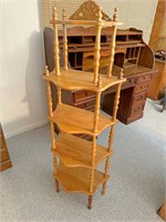 5 tier wooden shelf, back leg needs fixed