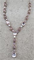 Avon Copper Y-Drop Pink Romantic Necklace