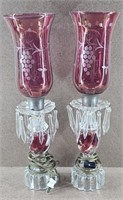 Cranberry Mantel Lamps